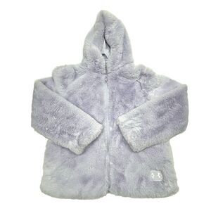 Under Armour Girl's Furry Coat Full Zipper Pockets Hood Purple Size Large